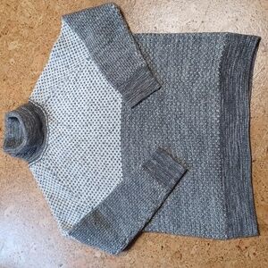 Prana Abelle Oversize Turtleneck Sweater Women's XL in Gray & White